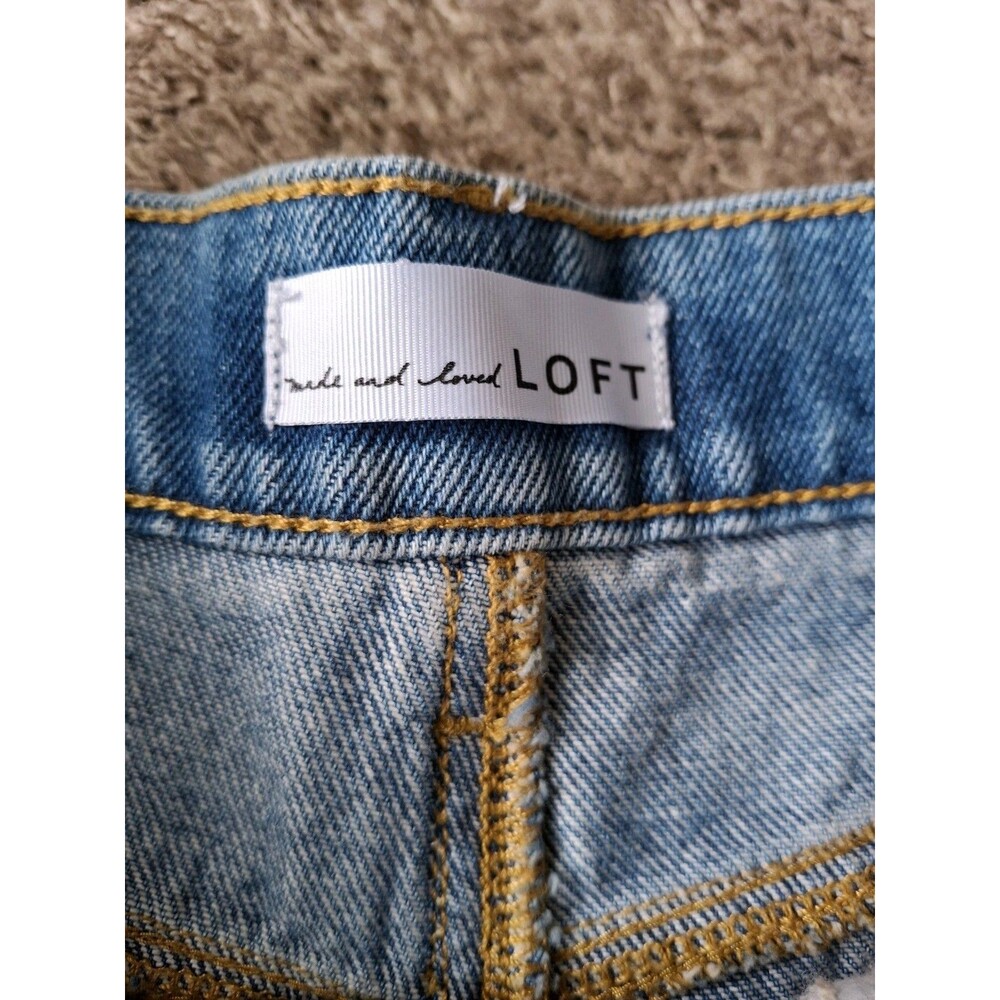 Loft Denim Jean Shorts Women's Size 28 Blue Cuffed High Rise 90s Y2K - Picture 4 of 8